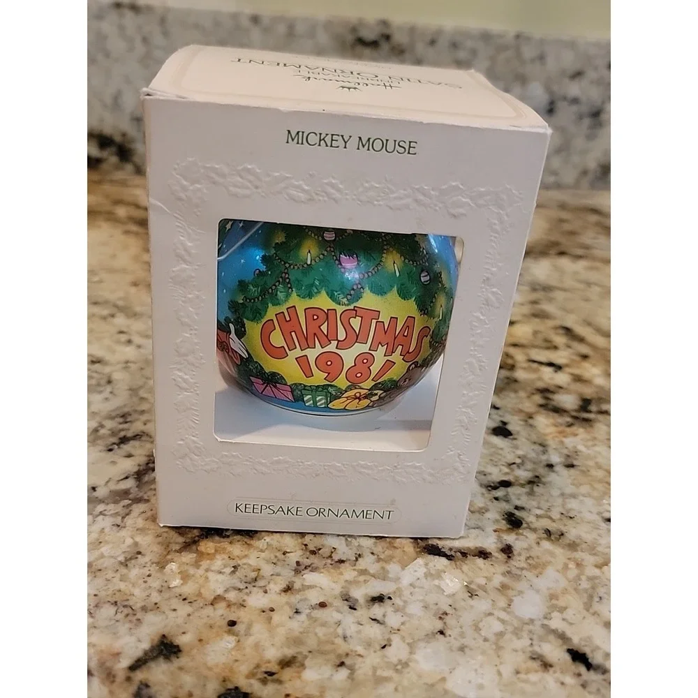 Vintage 1981 Hallmark Disney Mickey Mouse Keepsake Satin Ornament Original Box